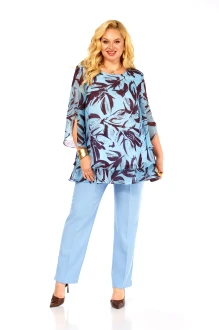 Брючный костюм Элль-Стиль 2213 /12 голубой, кофе