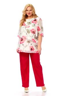 Брючный костюм Элль-Стиль 2465 белый, красный