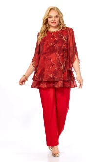 Брючный костюм Элль-Стиль 2213 /16 красный мрамор