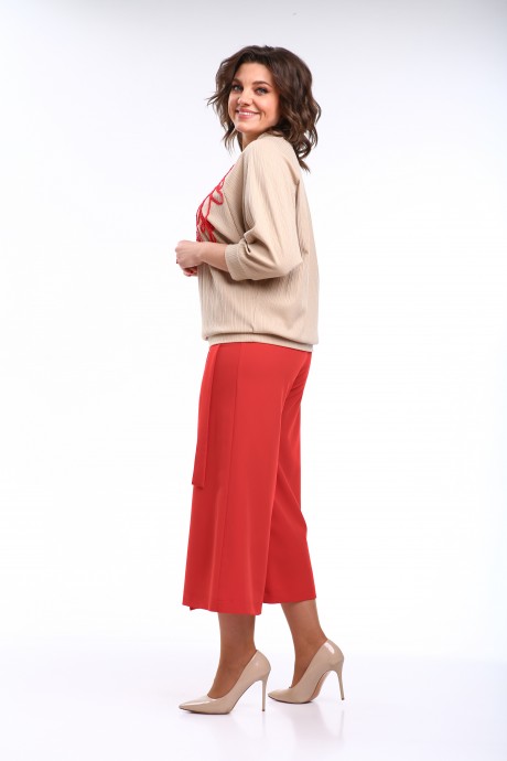 Костюм/комплект Michel Chic М 1406 двойка бежевый, красный размер 48-62 #5
