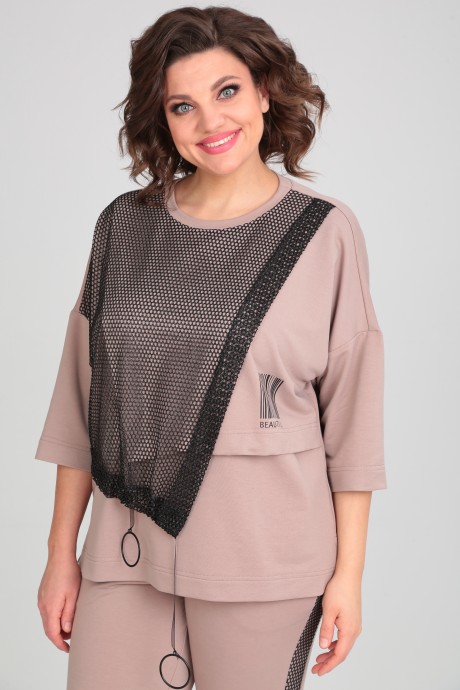 Костюм/комплект Michel Chic 1329/1 двойка пудра, черный размер 48-54 #5