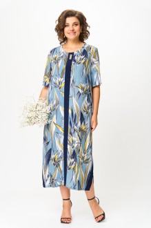 Платье Michel Chic 2168 голубой, цветы #1