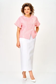 Юбочный костюм Michel Chic 1422 двойка розовый, белый