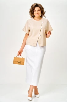 Юбочный костюм Michel Chic 1422 двойка карамель, белый