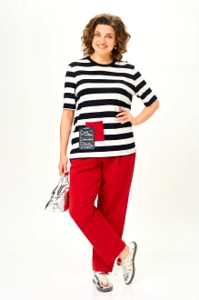 Брючный костюм Michel Chic 1452 двойка красный, полоска