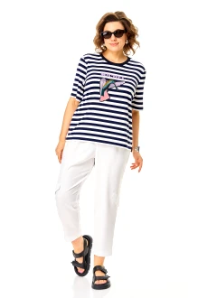 Брючный костюм Michel Chic 1456 двойка белый, синий