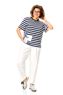 Брючный костюм Michel Chic 1452 двойка молоко, полоска