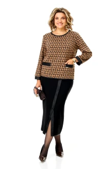 Юбочный костюм Michel Chic 1394 двойка карамельный, черный