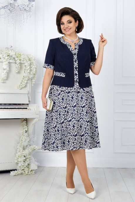 Костюм/комплект NINELE (Нинель Шик ) 5992 двойка синий,хризантемы размер 56-64 #2