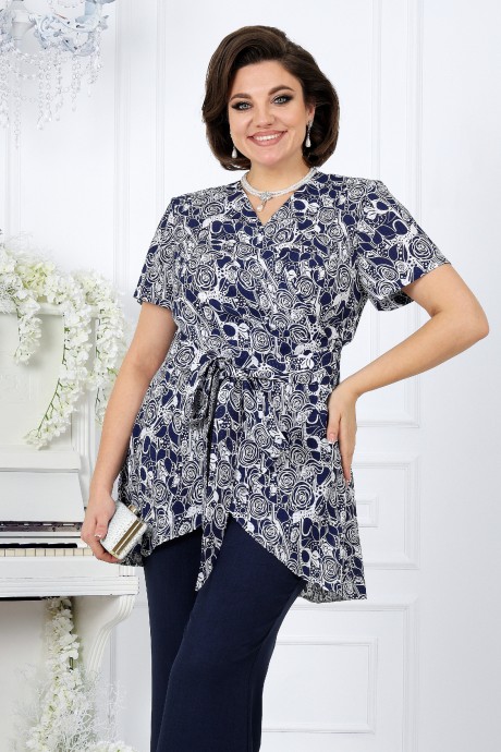 Костюм/комплект NINELE (Нинель Шик ) 5995 двойка синий,розы размер 52-60 #4