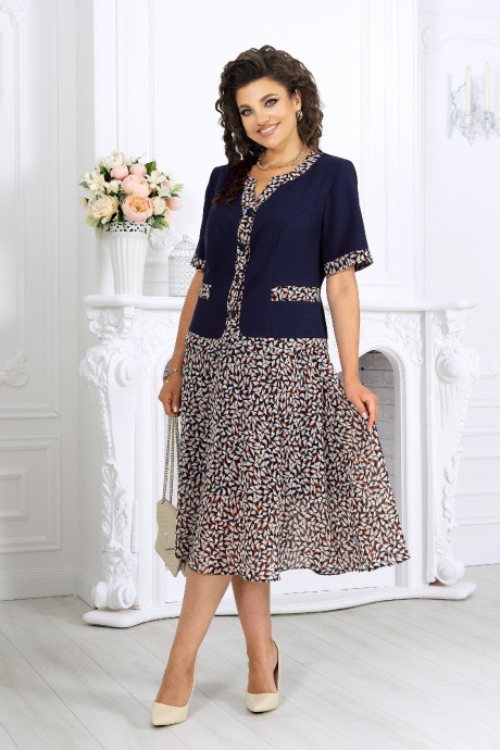 Костюм/комплект NINELE (Нинель Шик ) 5992 двойка синий, листья размер 50-64 #4
