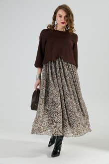 Платье NikVa н740 -20 шоколад и шоколадная абстракция