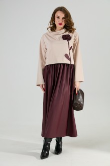 Платье NikVa н924 -10 бежевый, бургунди