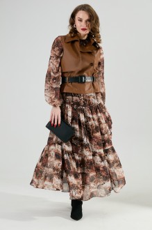 Костюм NikVa н1022 тройка -1 шоколад, тигровая абстракция