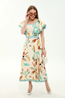 Платье NikVa н984 -2 мята и бохо мультиколор