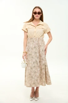 Платье NikVa н969 -4 песочный и песочные цветы