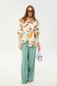 Брючный костюм NikVa н978 двойка -7 мята и бохо мультиколор