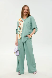 Брючный костюм NikVa н978 двойка -8 мята и бохо мультиколор