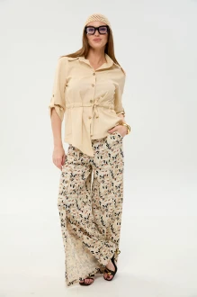 Брючный костюм NikVa н981 двойка -9 песок и песочный мультиколор