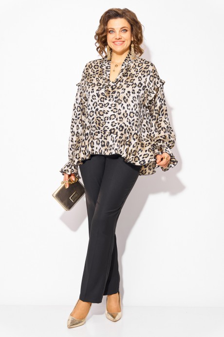 Блузка LILIANA М 1489 леопард размер 50-56 #5