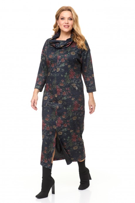Платье Ликвидация Michel Chic 2145 графит,цветы размер 58 #3