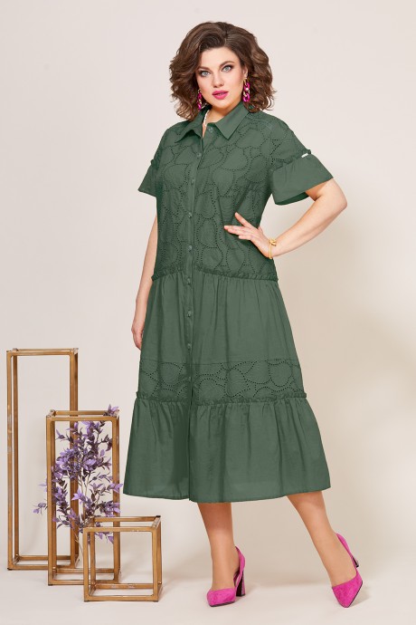 Платье Ликвидация Mira Fashion 5275-2 хаки размер 52 #1