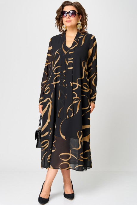 Платье Ликвидация EVA GRANT 7293 черный с принтом размер 54 #3
