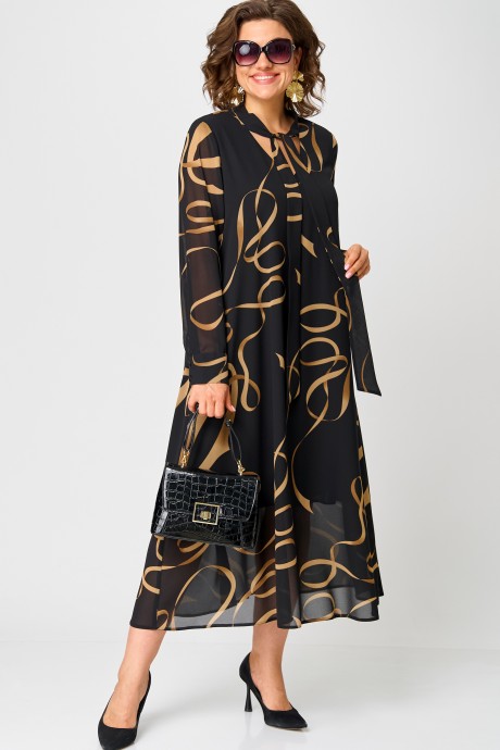 Платье Ликвидация EVA GRANT 7293 черный с принтом размер 54 #6