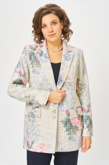 Жакет (пиджак) Распродажа БелЭльСтиль 762 молочный, цветы