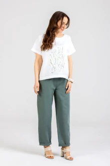 Брючный костюм Mirolia 1277+1155 Белый, Олива