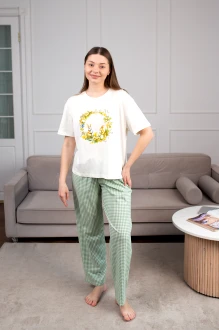 Пижама Купалинка 661434 ваниль, клетка
