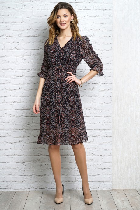 Платье ALANI COLLECTION 1108 черный в мелкий рисунок размер 44-50 #1