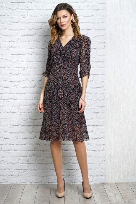 Платье ALANI COLLECTION 1108 черный в мелкий рисунок размер 44-50 #3