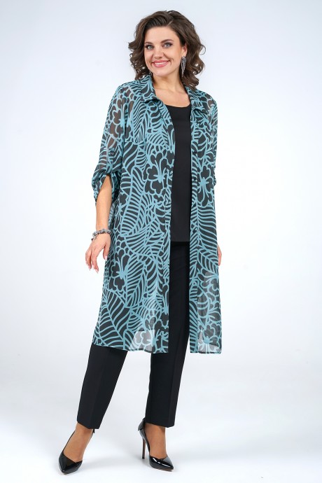 Костюм/комплект ALANI COLLECTION 2153 тройка черный, бирюза размер 48-62 #1