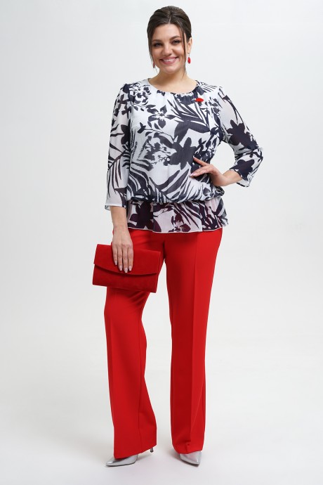 Костюм/комплект ALANI COLLECTION 2296 синие цветы, красный размер 48-60 #5