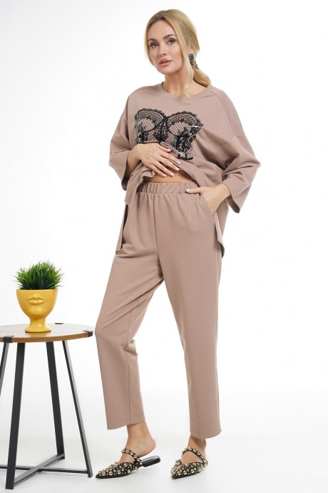 Костюм/комплект ALANI COLLECTION 2330 двойка бежевый размер 46-50 #5