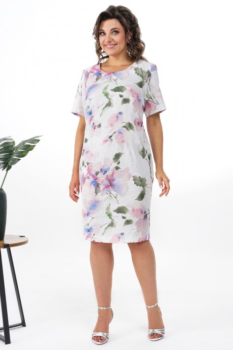 Платье ALANI COLLECTION 2352 молоко+цветы размер 54-60 #3
