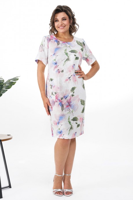 Платье ALANI COLLECTION 2352 молоко+цветы размер 54-60 #5