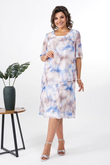 Платье ALANI COLLECTION 2376 бежевый, голубой размер 54-60 #2