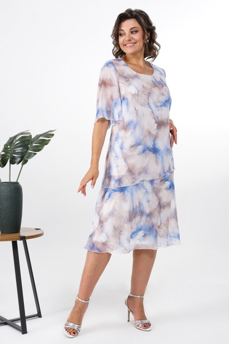 Платье ALANI COLLECTION 2376 бежевый, голубой размер 54-60 #3