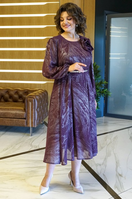 Вечернее платье ALANI COLLECTION 2380 бордо с напылением размер 52-58 #4