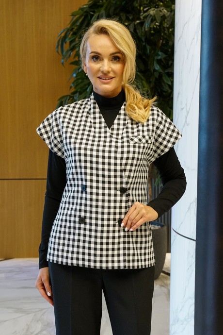 Костюм/комплект ALANI COLLECTION 2385 тройка черный, клетка размер 46-50 #6