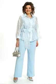 Брючный костюм ALANI COLLECTION 2552 тройка голубой