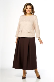 Брючный костюм ALANI COLLECTION 2673 двойка молочный, шоколад