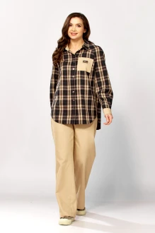 Брючный костюм ZigzagStyle 632 двойка бежево-коричневый