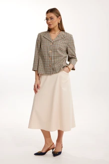 Юбочный костюм KALORIS 2303 молочно-бежевый, клетка