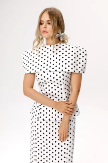 Блузка PiRS 6609 двойка белый, горох