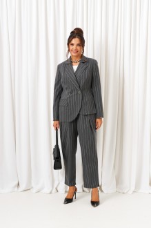 Брючный костюм Beautiful&Free 6418 тройка полоска серая