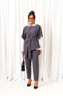 Брючный костюм Beautiful&Free 6436 тройка графит