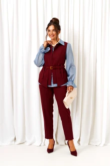 Брючный костюм Beautiful&Free 6440 тройка марсала, голубой